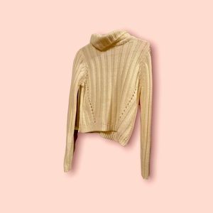 Cream crop top turtle neck sweater